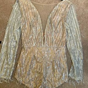 Tasseled sequin romper